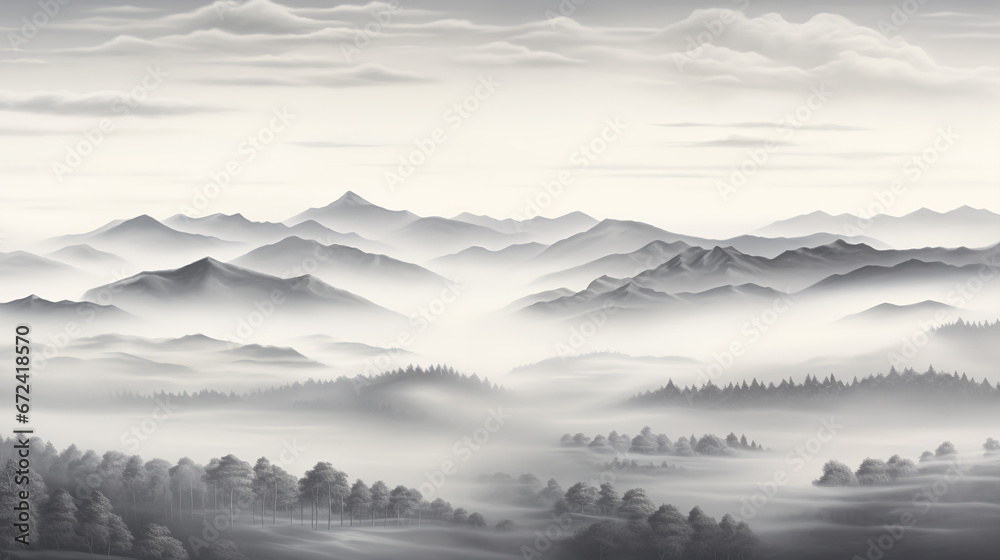 Fototapeta premium Panoramic image of a mountainous landscape,Generated by AI