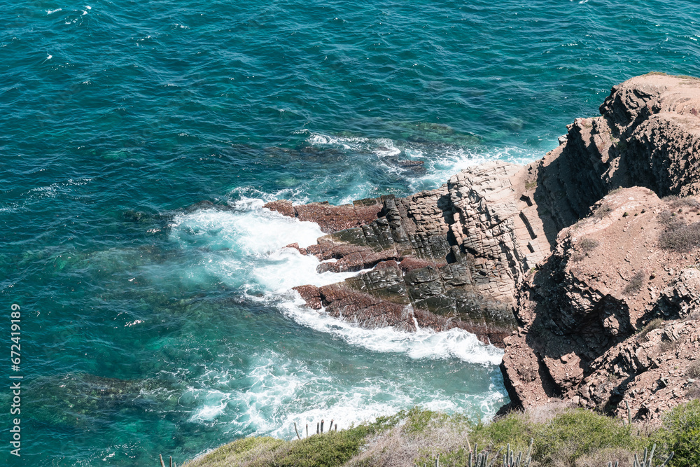 Obraz premium Pampatar Salt Flats, High point of view of the Pampatar salt flats in Margarita, Nueva Esparta, Venezuela
