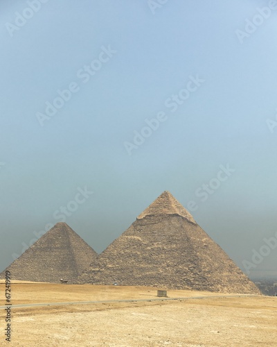 Beautiful shot of the historic Pyramids in the Giza Plateau in Egypt