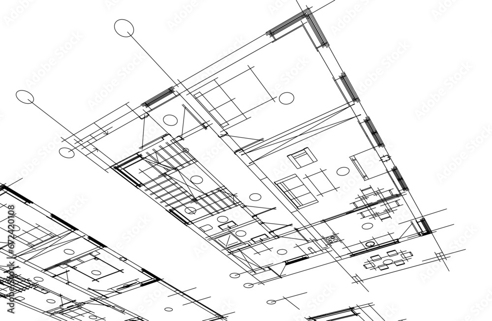 Architectural drawing vector 3d illustration Architectural drawing vector 3d illustration