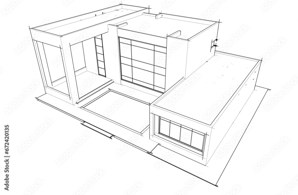Architectural drawing vector 3d illustration Architectural drawing vector 3d illustration
