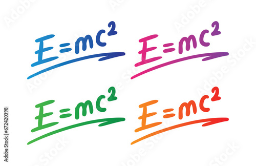 e=mc2 formula. hand drawing e=mc2 formula. physics formula. energy, mass and speed of light