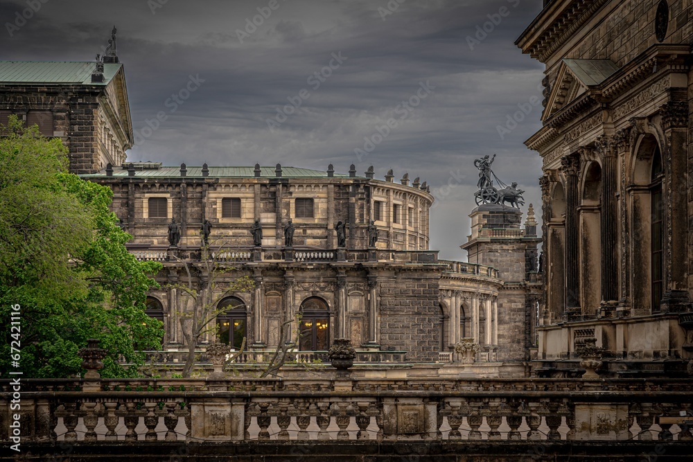 Shot of the Zwinger museum, a famous landmark in Dresden, Germany