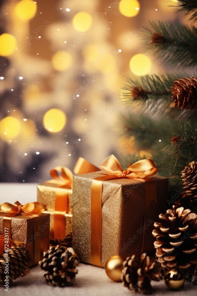 A pile of presents sitting next to a Christmas tree. This image can be used to illustrate the excitement and joy of the holiday season. Perfect for Christmas-themed projects and promotions. A pile of presents sitting next to a Christmas tree. This image can be used to illustrate the excitement and joy of the holiday season. Perfect for Christmas-themed projects and promotions.