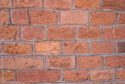 Red bricks wall background. Wall of old building useful as backdrop. 