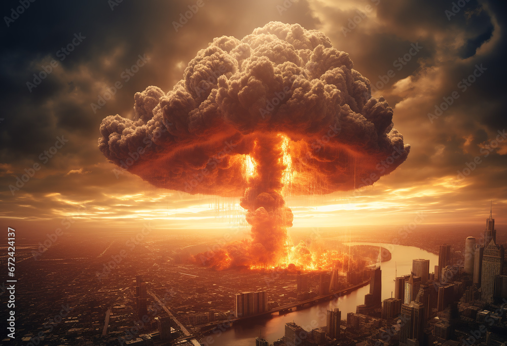 Fictional Nuclear war scenario - Generative Ai Stock Illustration ...