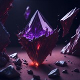 A fragment of red crystal, emanating magic. Generative ai