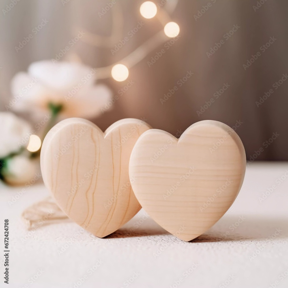 Wooden love to the heart. Minimal concept of greeting cards for Valentine's Day, Mother's Day, Women's Day Festival cards. Wedding decor, AI generator Wooden love to the heart. Minimal concept of greeting cards for Valentine's Day, Mother's Day, Women's Day Festival cards. Wedding decor, AI generator