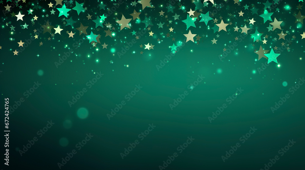 Green New Year background of stars with copy space in stunning composition. Illustration of twinkling stars on green end of year festivity celebration background. Green New Year background of stars with copy space in stunning composition. Illustration of twinkling stars on green end of year festivity celebration background.