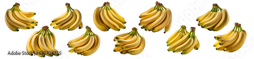 Collection of bananas isolated on transparent background