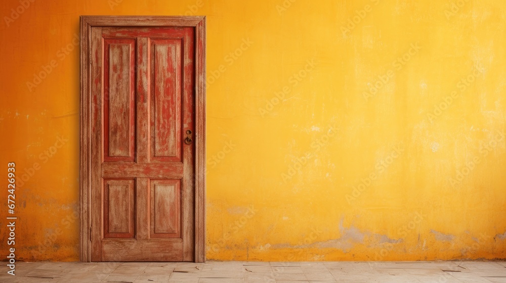 The dilapidated wall of the building and the wooden door require major repairs. Facade of a house with damaged plaster. Photophone for retro shooting. Illustration for cover, card, interior design. The dilapidated wall of the building and the wooden door require major repairs. Facade of a house with damaged plaster. Photophone for retro shooting. Illustration for cover, card, interior design.