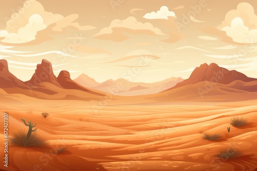 Illustration of landscape sandstorm desert.