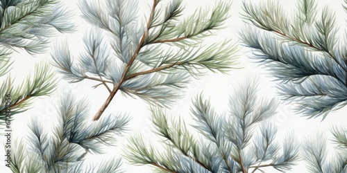 simple background of fir branches on a white background  Generative AI