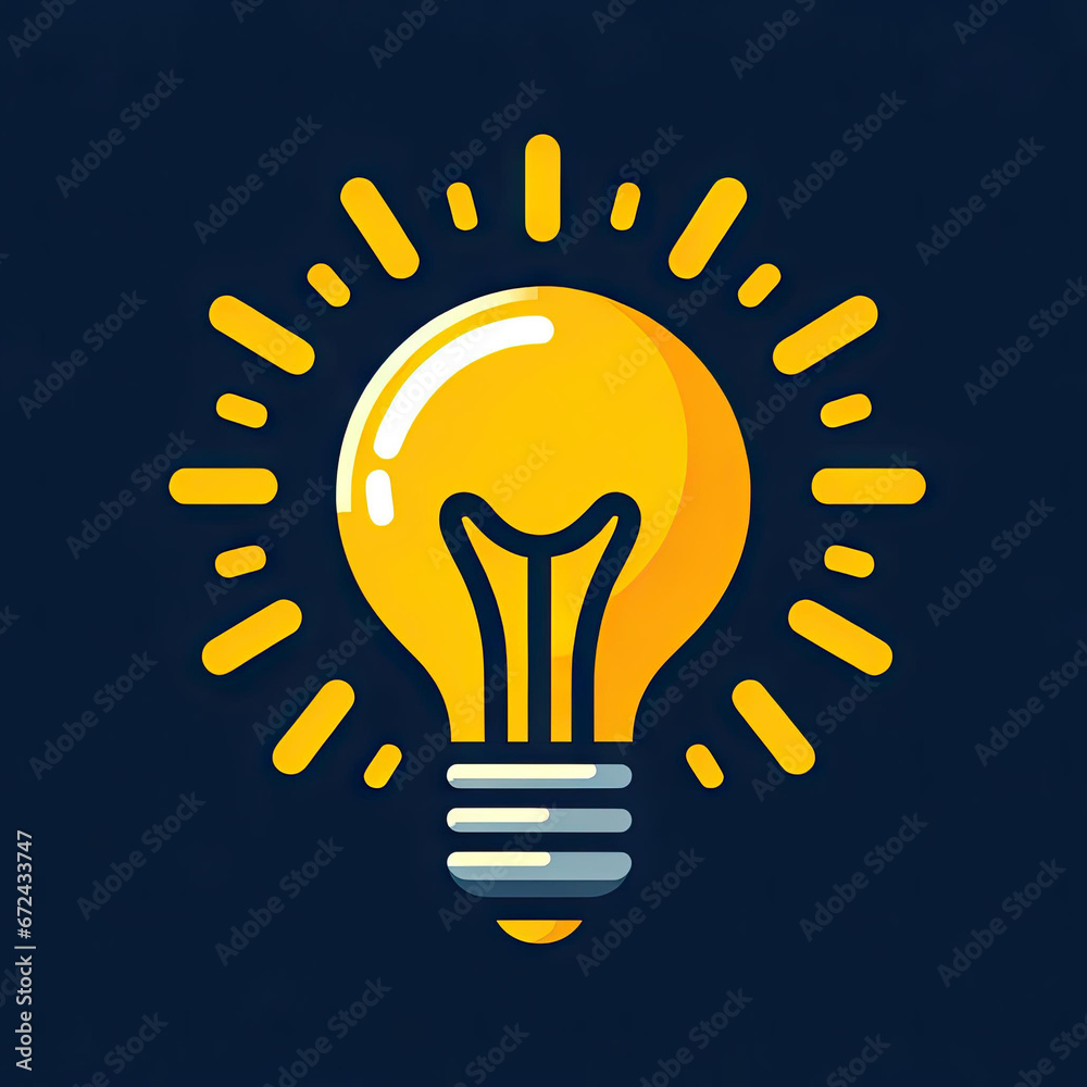 Bright Yellow Light Bulb Glowing, Symbol of Innovation and Great Ideas ...