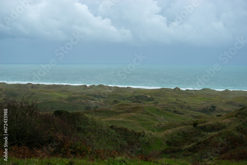 Promenade dans les Dunes de Biville, juste avant la tempête Ciaran dans la Hague, La Manche, Le Cotentin,  en Basse Normandie, France photo