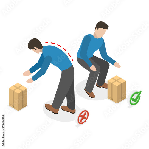 3D Isometric Flat  Illustration of How To Carry Heavy Goods. Item 3