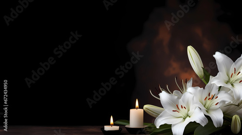 Remembering in Silence: Lily and Candle on Dark Background