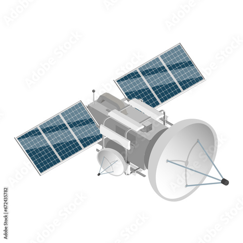 Fototapeta Naklejka Na Ścianę i Meble -  3D Isometric Flat  Set of Spacecraft Shuttles and Satellites. Item 6