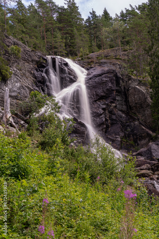 Elgafossen, waterfall between Norway and Sweden.