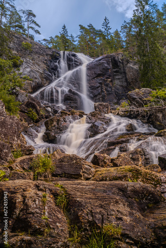 Elgafossen  waterfall between Norway and Sweden.