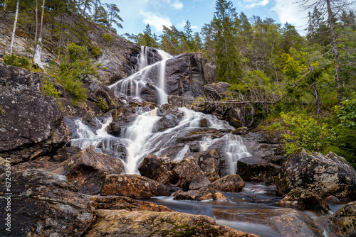 Elgafossen  waterfall between Norway and Sweden.