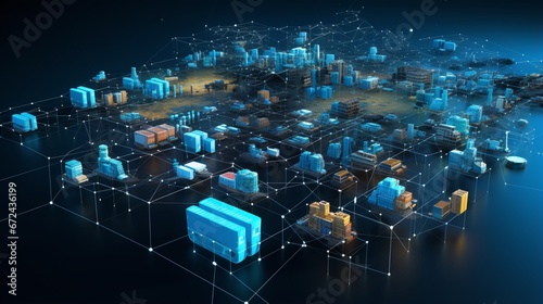 a detailed image showcasing blockchain-powered supply chains, highlighting the transparency and traceability offered by this groundbreaking technology photo