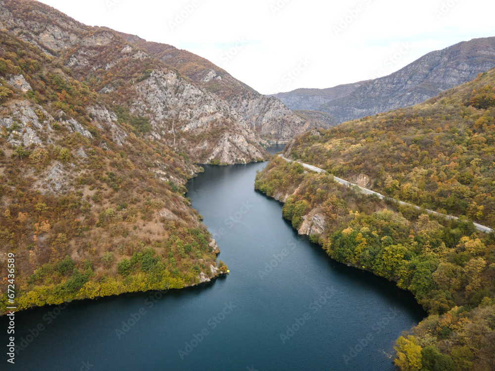 Aerial Autumn view of Krichim Reservoir, Bulgaria