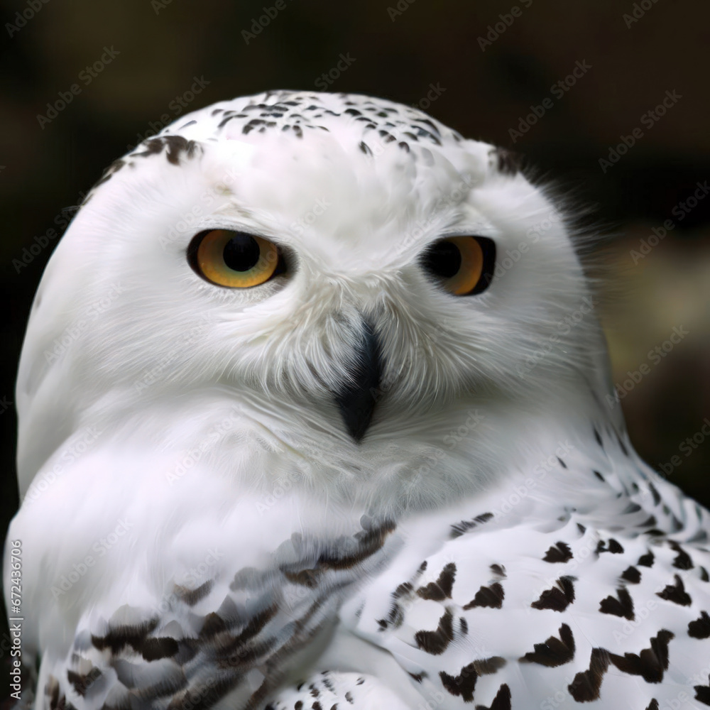 Obraz premium Snowy Owl (Bubo scandiacus) is a white bird of prey found in Arctic regions.