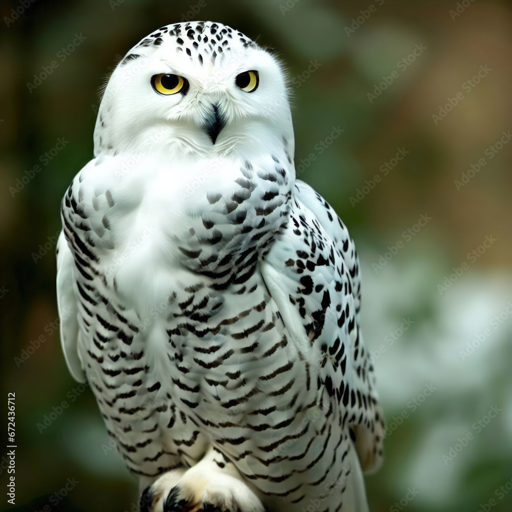 Obraz premium Snowy Owl (Bubo scandiacus) is a white bird of prey found in Arctic regions.