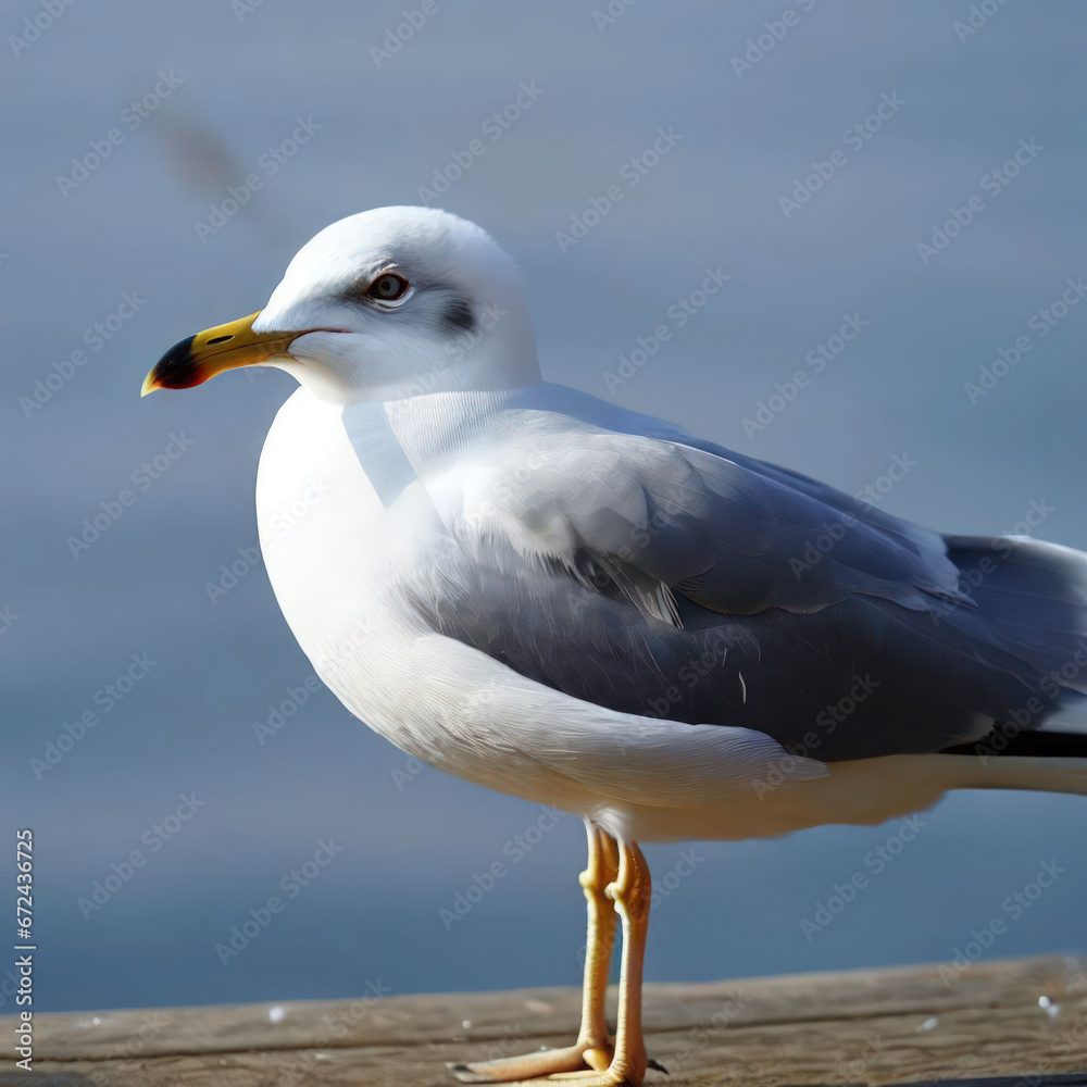 Seagull (Larus spp.) is a common coastal bird found around the world with fish.