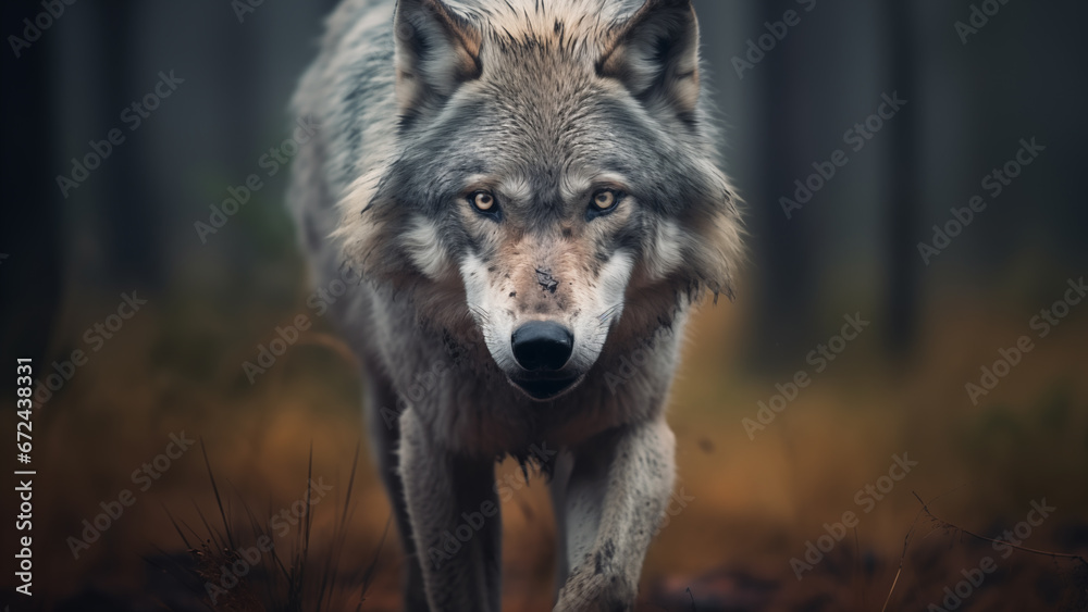 Photographer photo of a gray wolf in the wild Photographer photo of a gray wolf in the wild