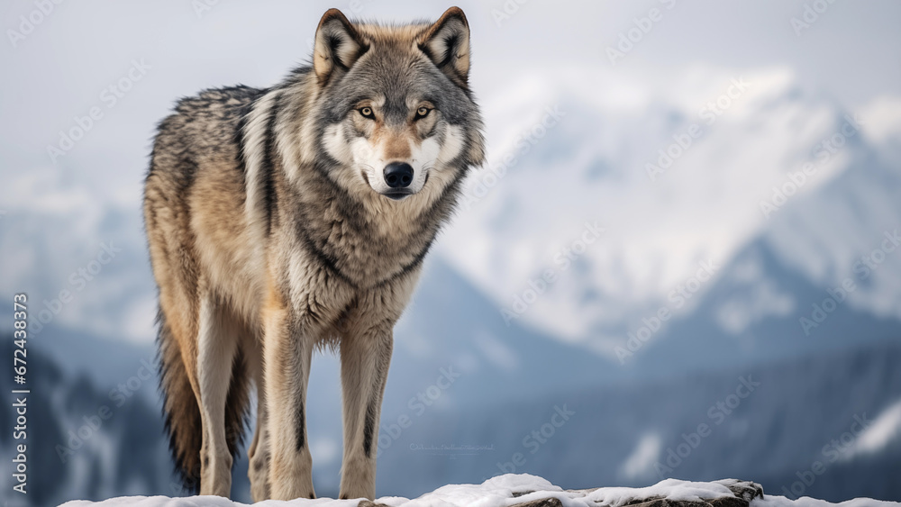 Fototapeta premium Photographer photo of a gray wolf in the wild