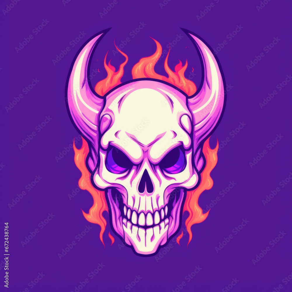Vibrant flaming skull