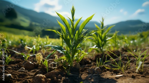 Cultivated corn field earth day concept plant
