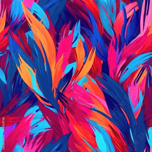 Colorful brush strokes abstract seamless pattern.