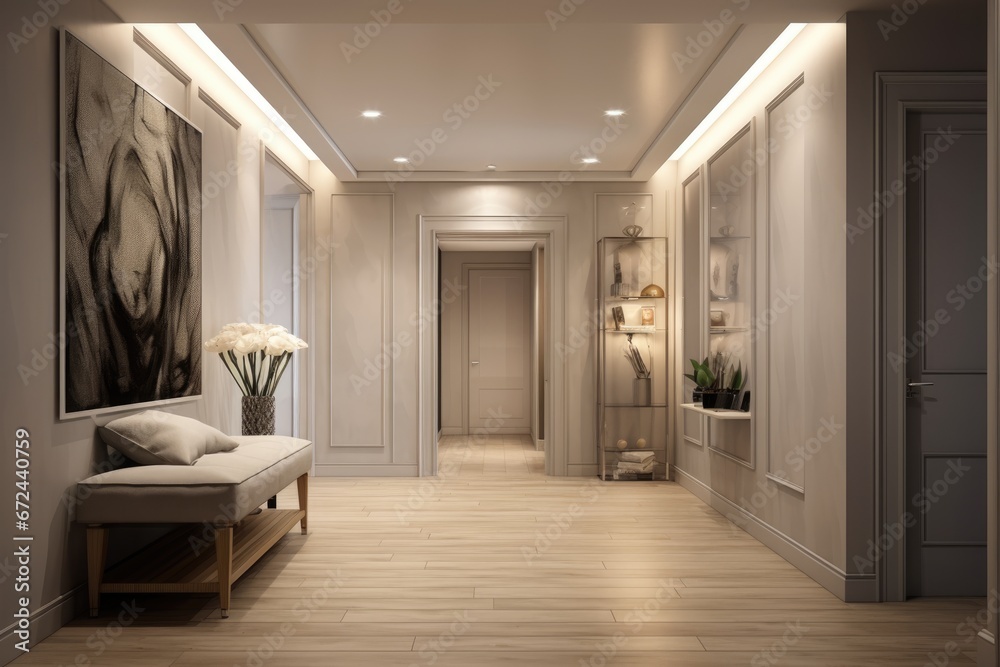 Obraz premium Interior of luxary hallway in chic classic house