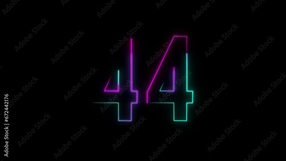 Neon number 44 with alpha channel, neon numbers Neon number 44 with alpha channel, neon numbers