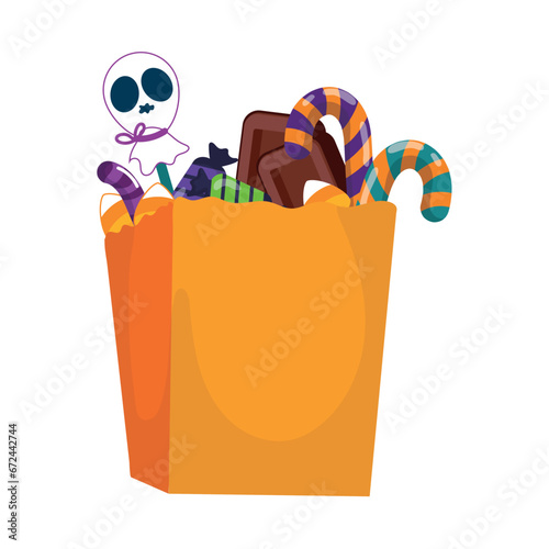 Colored halloween candies bag Happy halloween Vector