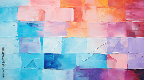  texture astratta ruvida colorata tono su tono di pittura artistica multicolore, con pennellata a olio, vernice a spatola su tela, colori pastello con pennellate rettangolari