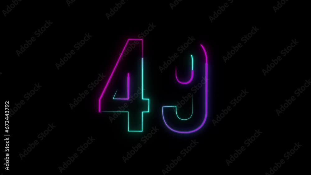 Neon number 49 with alpha channel, neon numbers Neon number 49 with alpha channel, neon numbers
