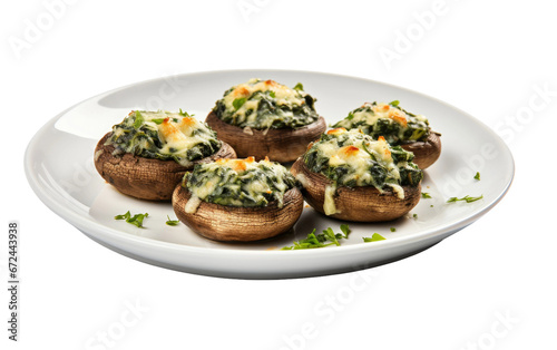 Spinach and Feta Stuffed Caps on isolated background