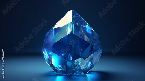Blue gem oval fantasy sapphire gemstone bespoke blue background picture AI generated art photo