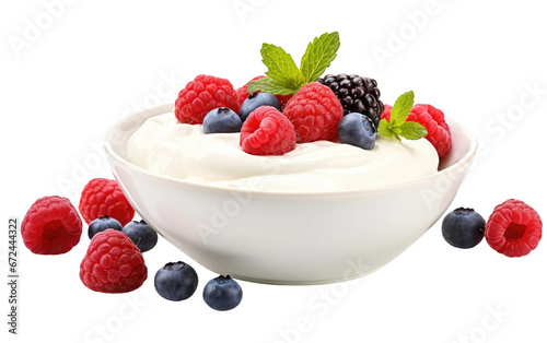 Berry Topped Creamy Yogurt on isolated background