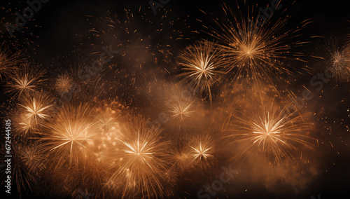 New Year Celebration with Nighttime Fireworks, Generative AI