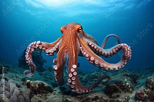 illustration of octopus in the sea. Created with Generative AI