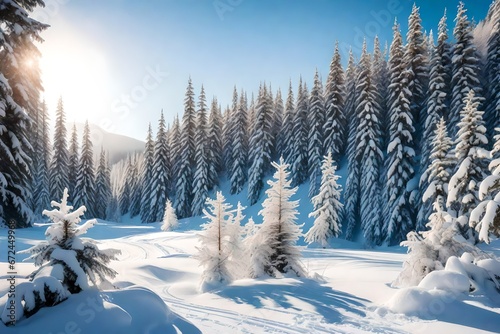 winter landscape with trees generated by AI technology 
