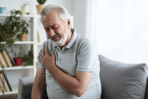 Portrait of a man experiencing shoulder pain