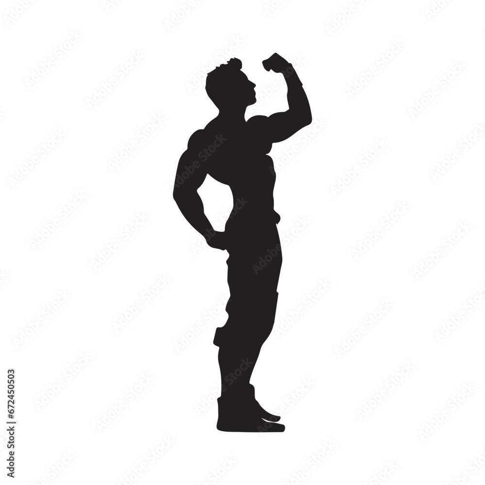 black silhouette of a Man in a victorious pose black silhouette of a Man in a victorious pose