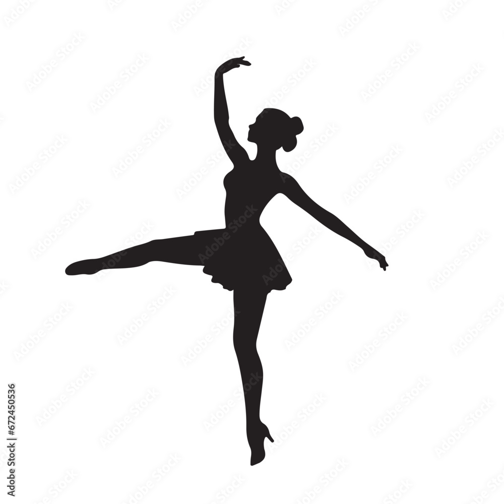 black silhouette of a Person in a graceful ballet pose