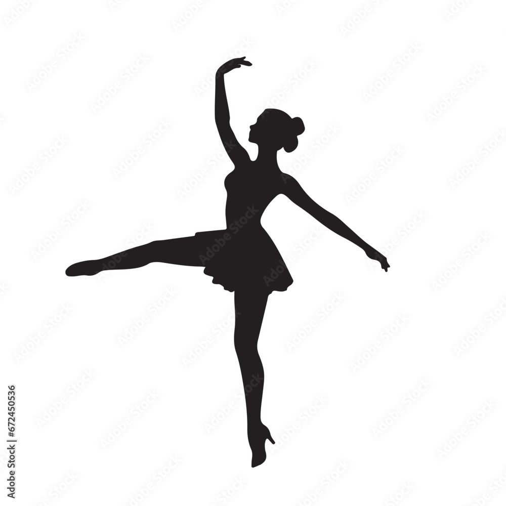 black silhouette of a Person in a graceful ballet pose black silhouette of a Person in a graceful ballet pose
